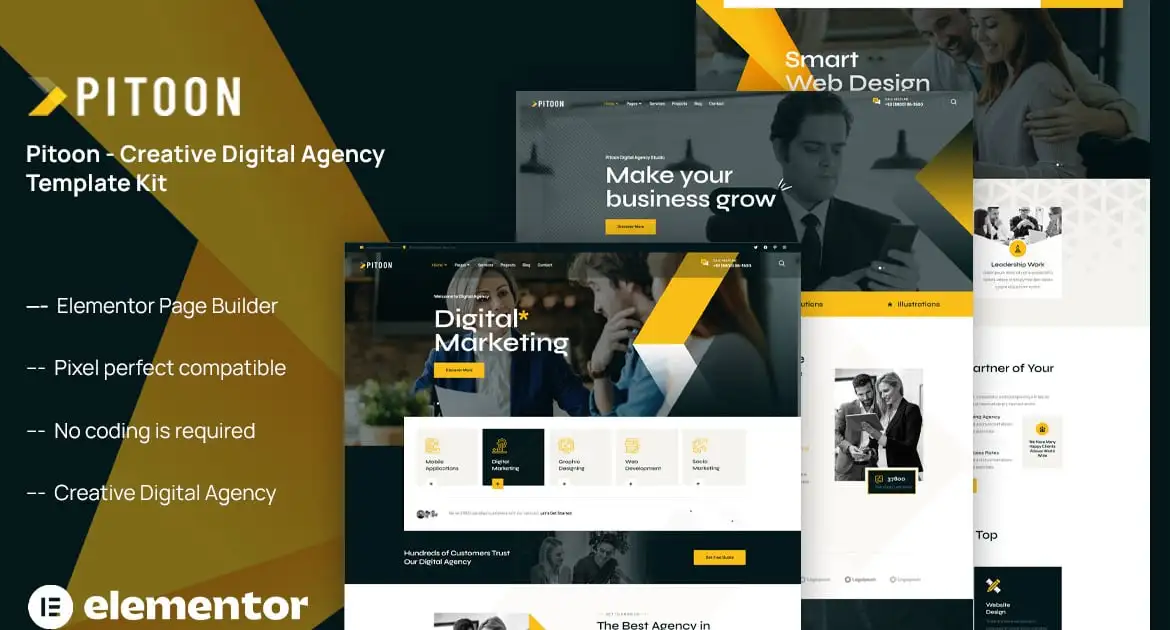 Pitoon – Creative Digital Agency Elementor Template Kit