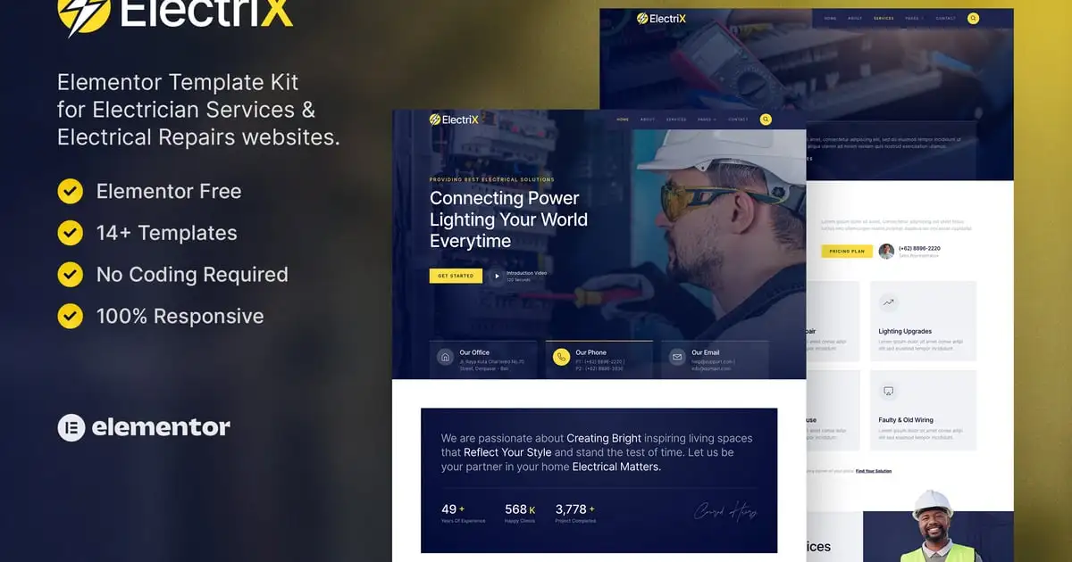 Electrix – Electrician Services & Electrical Repairs Elementor Template Kit