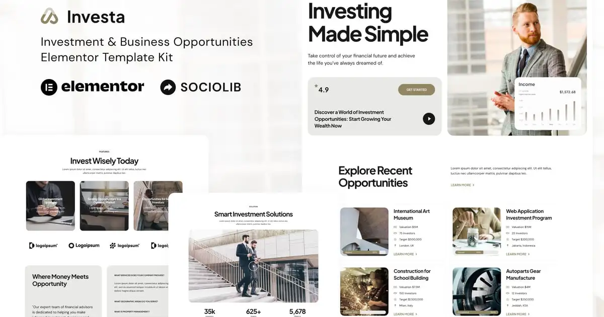 Investa – Investment & Business Opportunities Elementor Template Kit