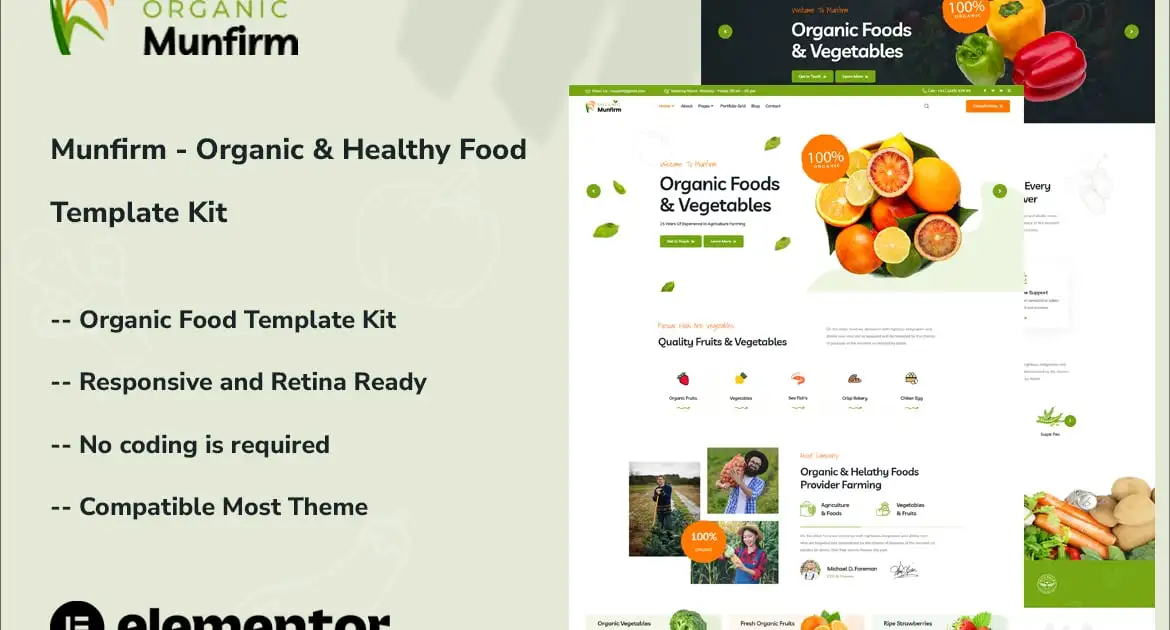 Munfirm – Organic & Healthy Food Elementor Template Kit