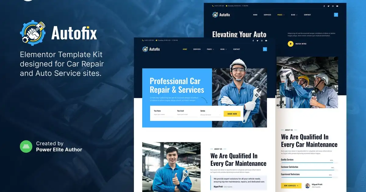 Autofix – Car Repair & Auto Services Elementor Template Kit