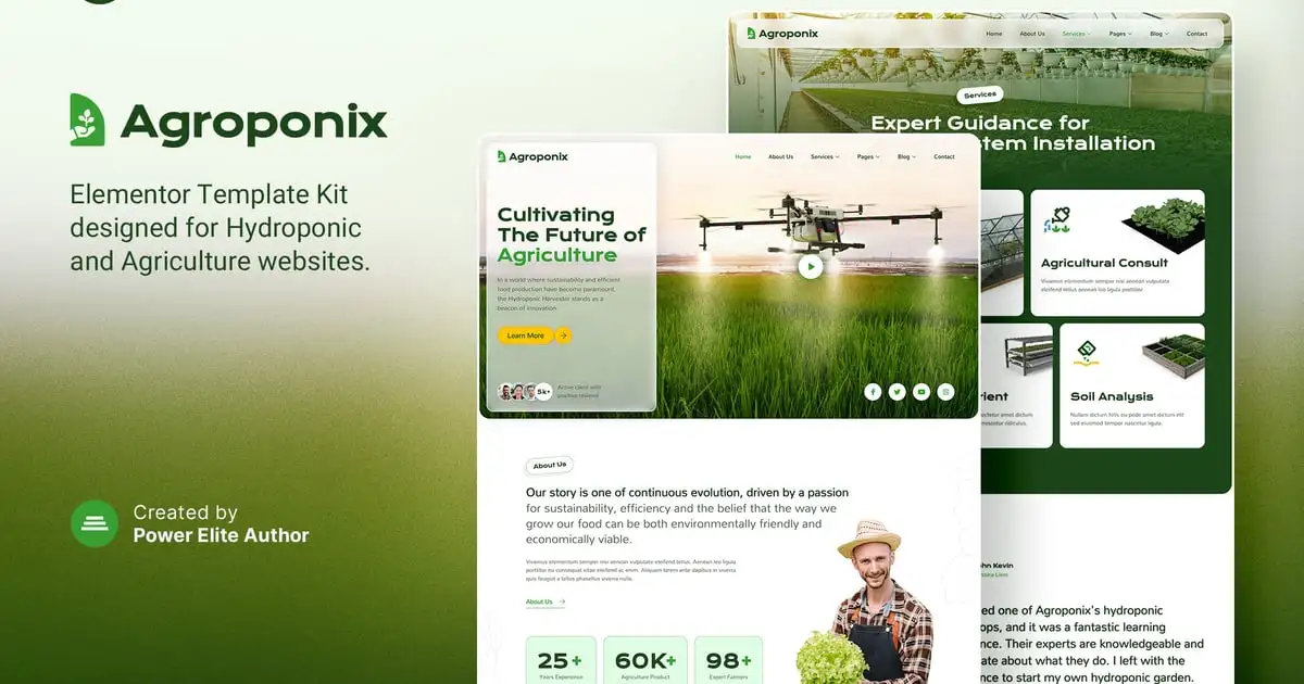 Agroponix – Hydroponic & Agriculture Elementor Template Kit