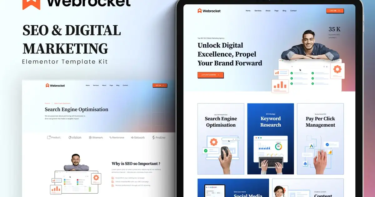 Webrocket – SEO & Digital Marketing Agency Elementor Template Kit