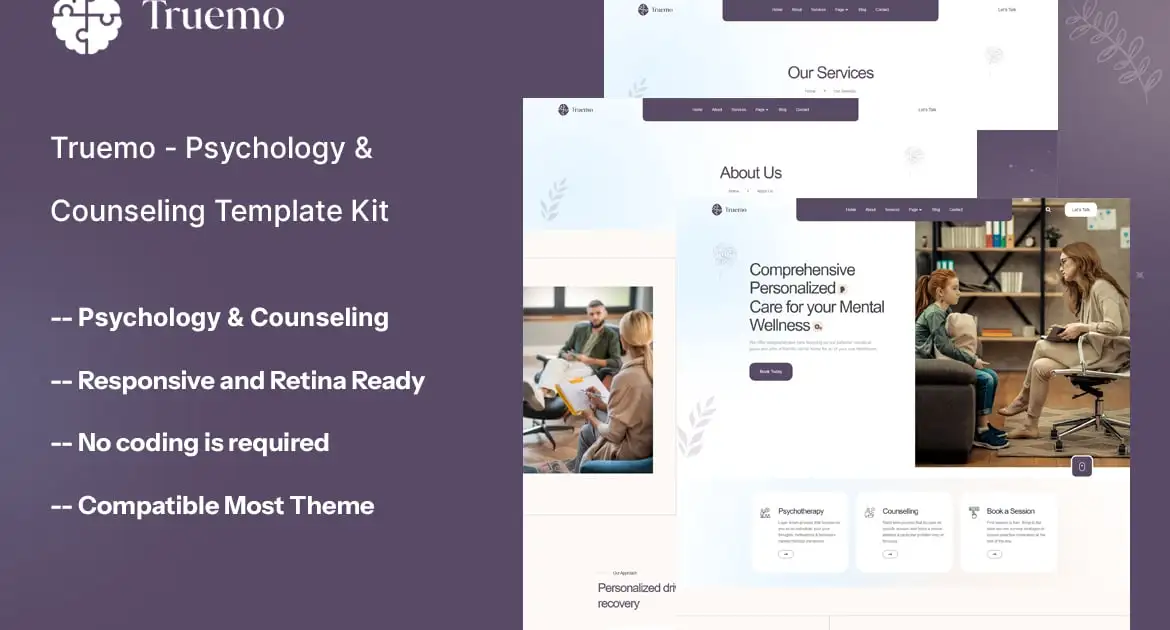 Truemo – Psychology & Counseling Template Kit