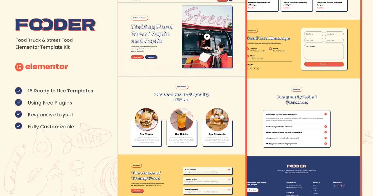 Fooder – Food Truck & Street Food Elementor Template Kit