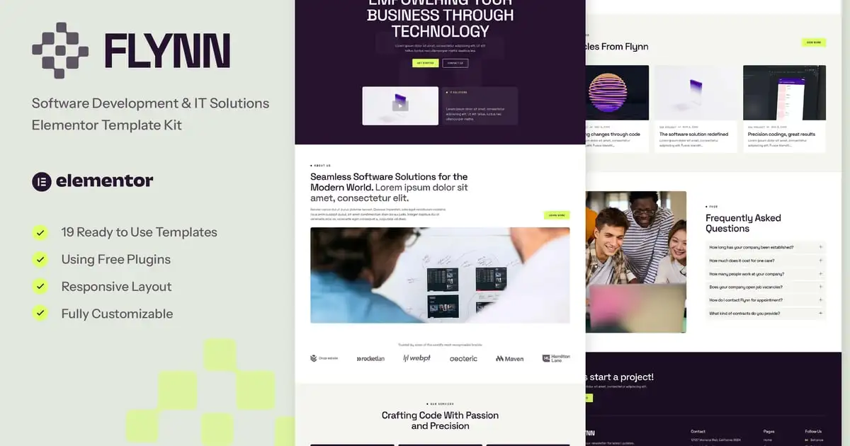 Flynn – Software Development & IT Solutions Elementor Template Kit