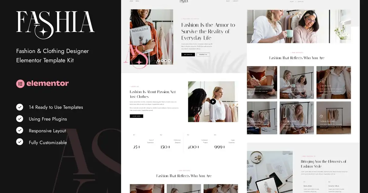 Fashia – Fashion & Clothing Designer Elementor Template Kit
