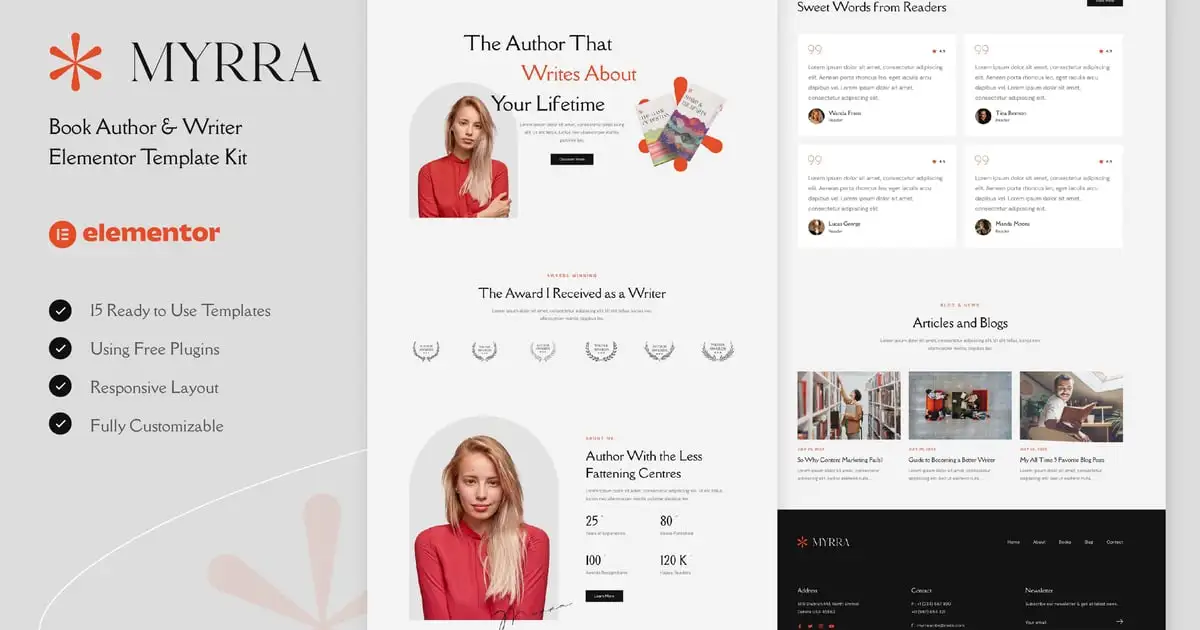 Myrra – Book Author & Writer Elementor Template Kit