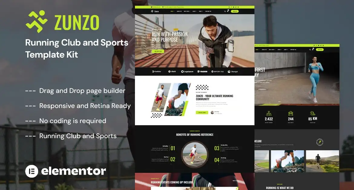 Zunzo – Running Club & Sports Elementor Pro Template Kit