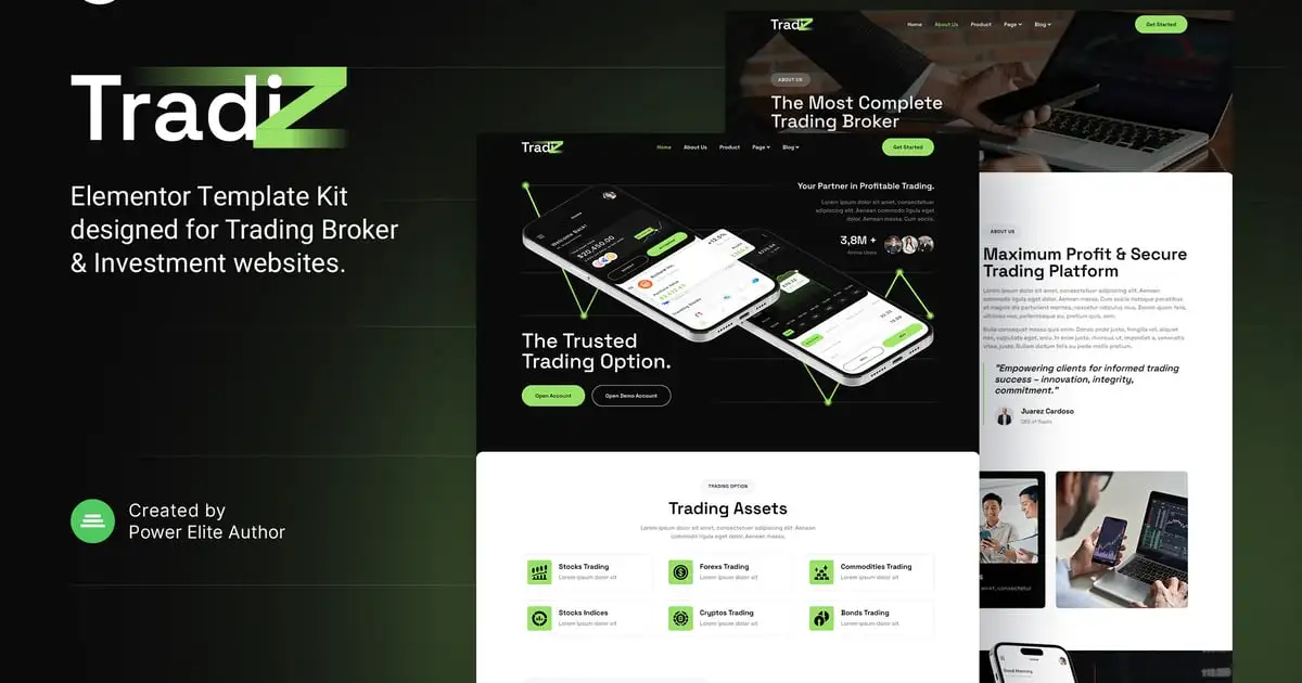 Tradiz – Trading Broker & Investment Elementor Template Kit