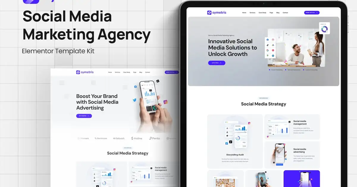 Symetris – Social Media Marketing Agency Elementor Template Kit