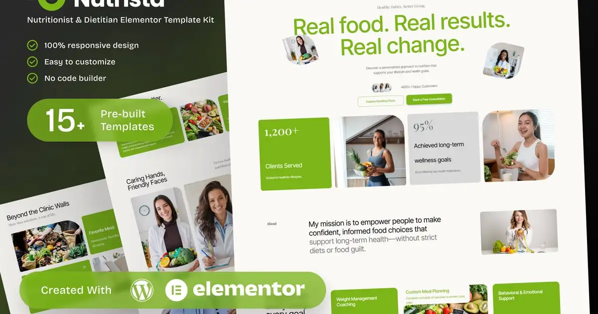 Nutrista – Nutritionist & Dietitian Elementor Template Kit