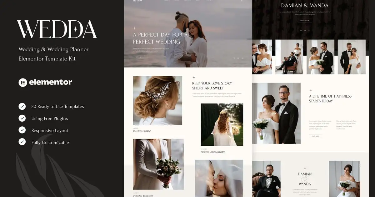 Wedda – Wedding & Wedding Planner Elementor Template Kit