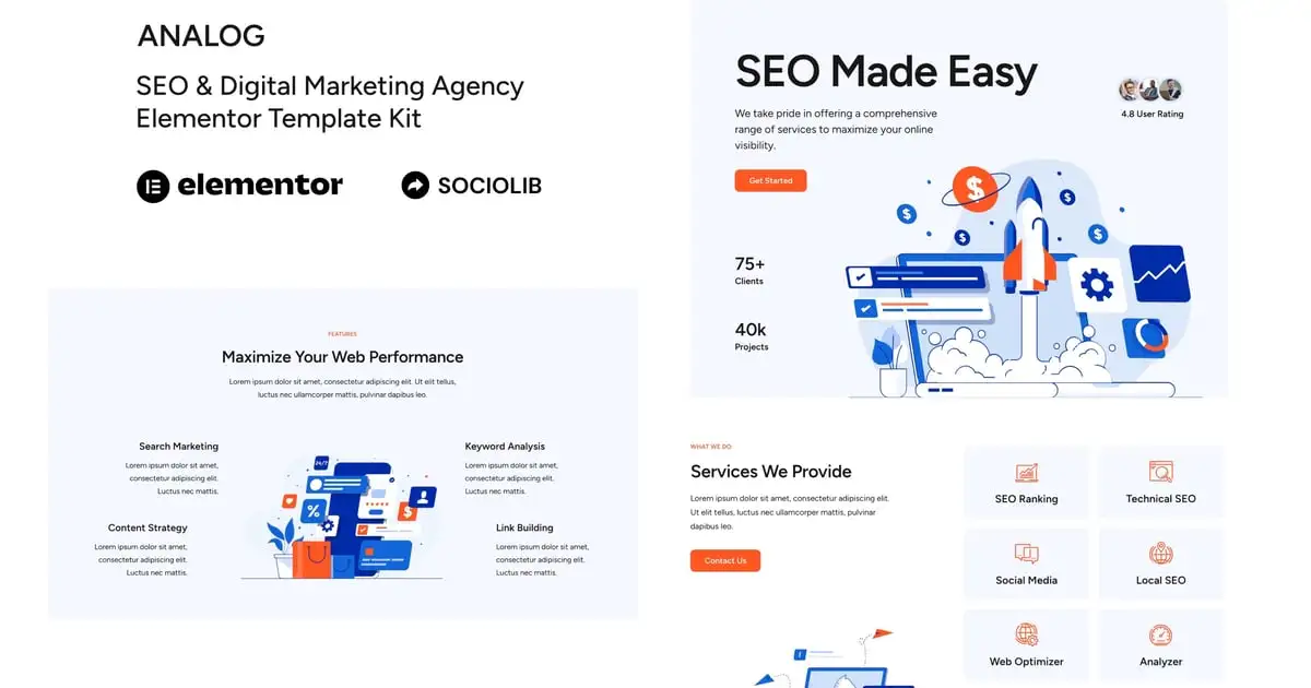 Analog – SEO & Digital Marketing Agency Elementor Template Kit
