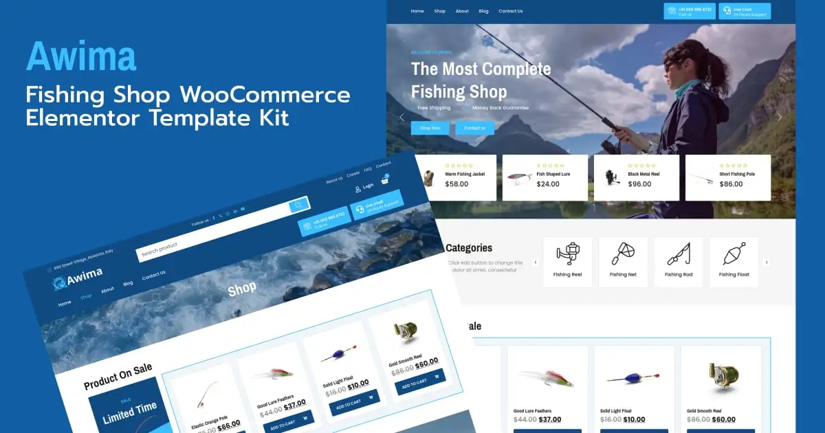 Awima – Fishing Shop & Store WooCommerce Elementor Pro Template Kit