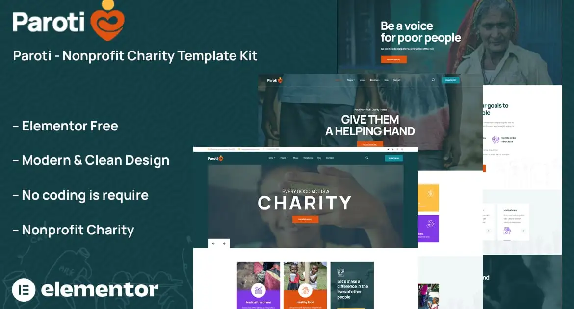 Paroti – Non Profit Charity Elementor Template Kit
