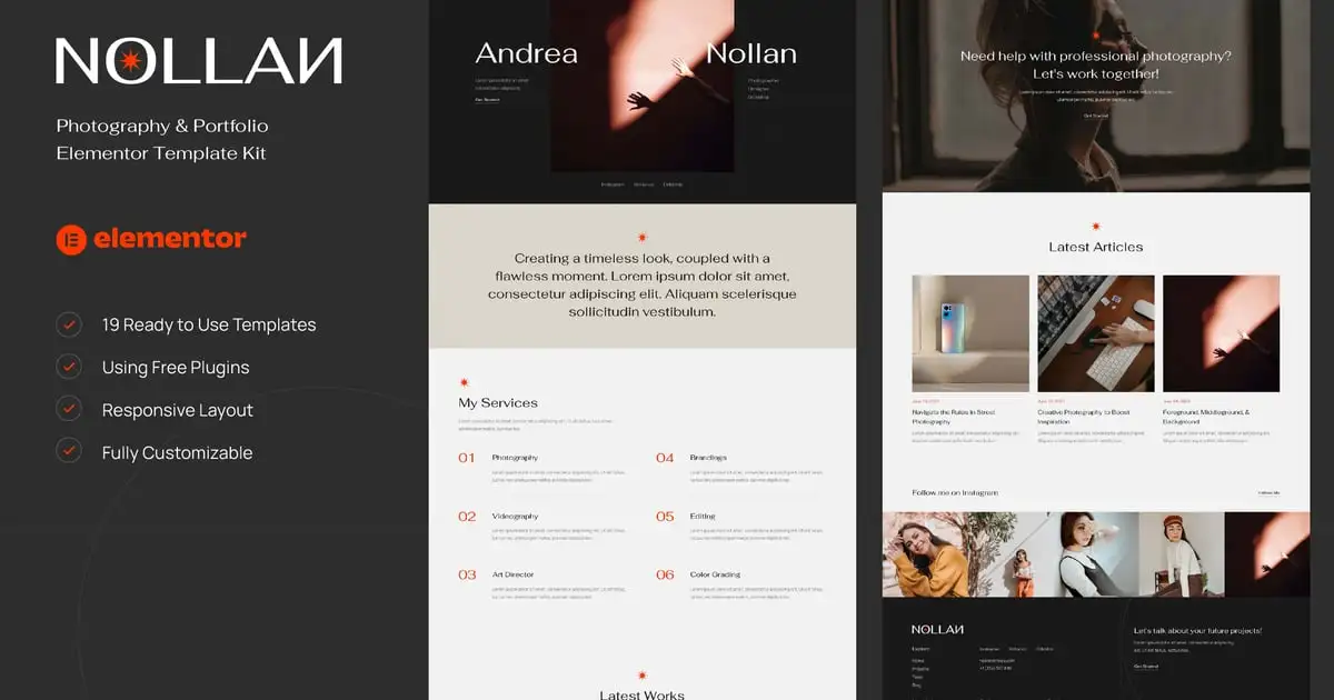 Nollan – Photography & Portfolio Elementor Template Kit