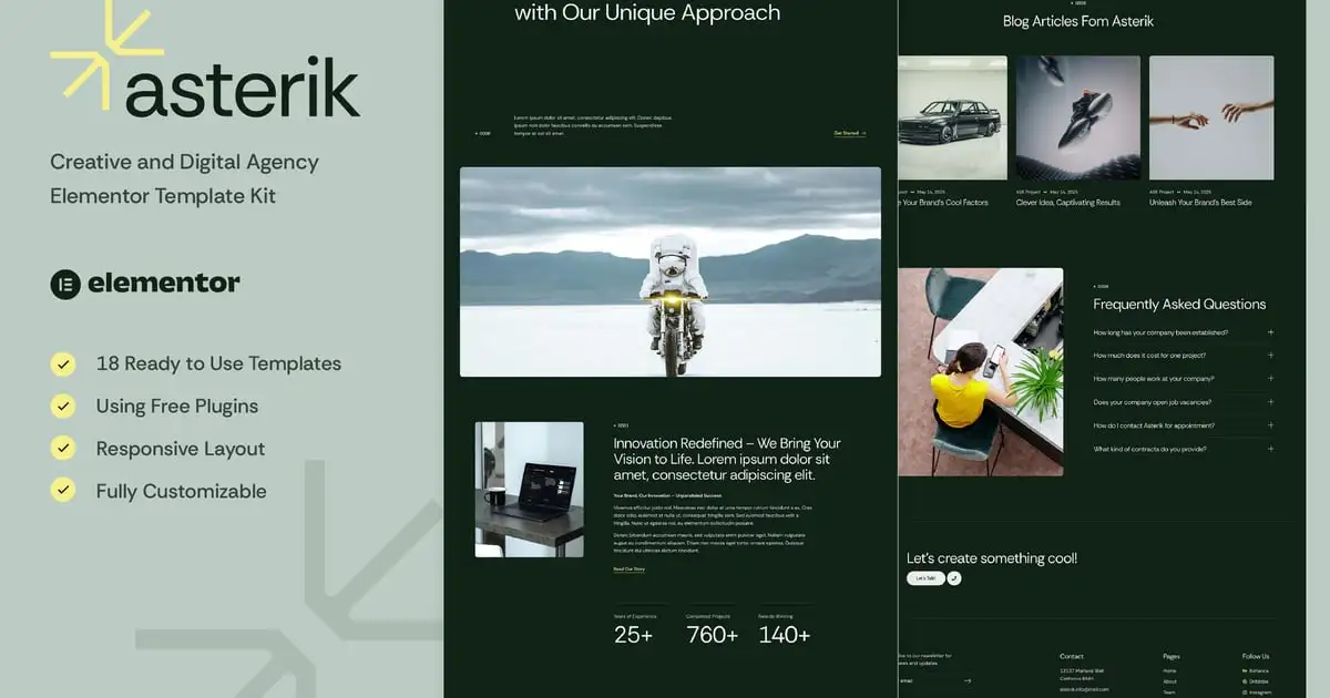 Asterik – Creative & Digital Agency Elementor Template Kit
