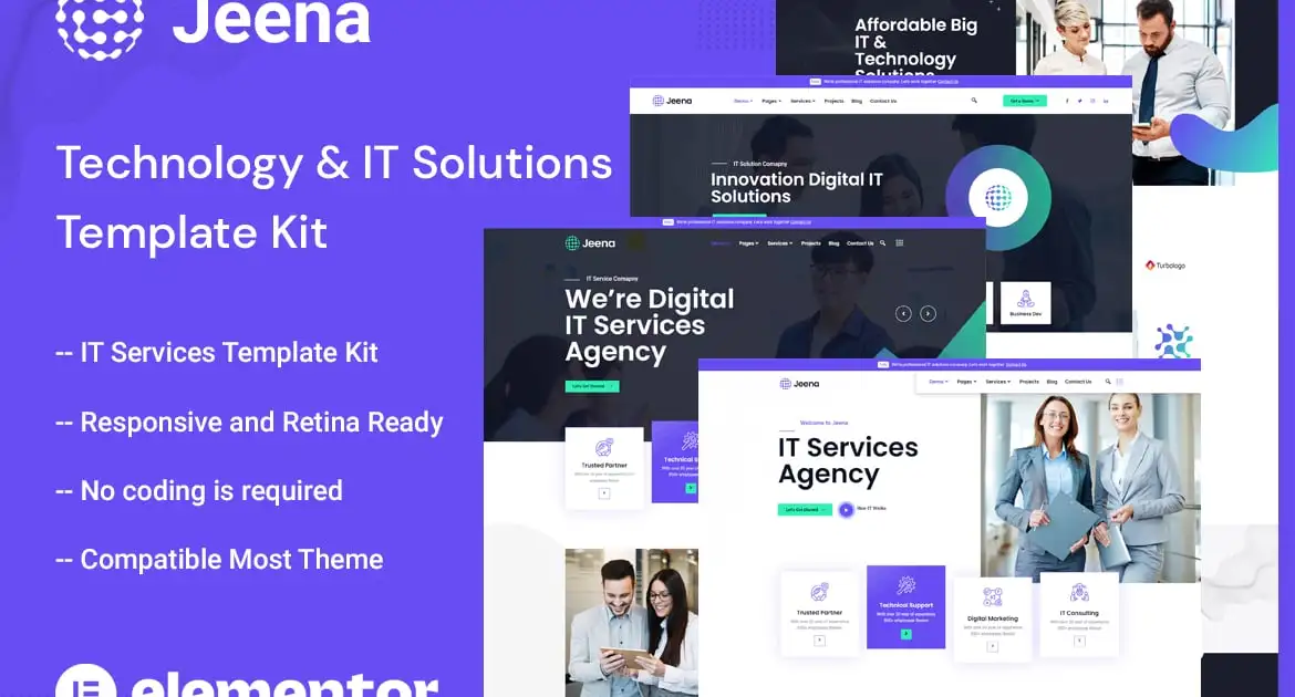 Jeena – Technology & IT Solutions Elementor Template Kit