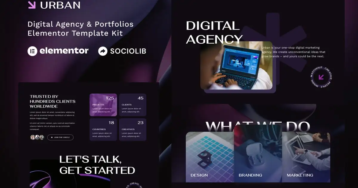 Urban – Dark Digital Agency & Portfolios Elementor Template Kit