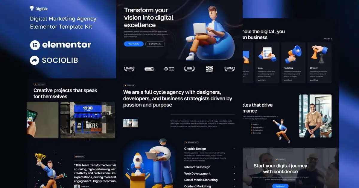 DigiBiz – Digital Marketing Agency Elementor Template Kit