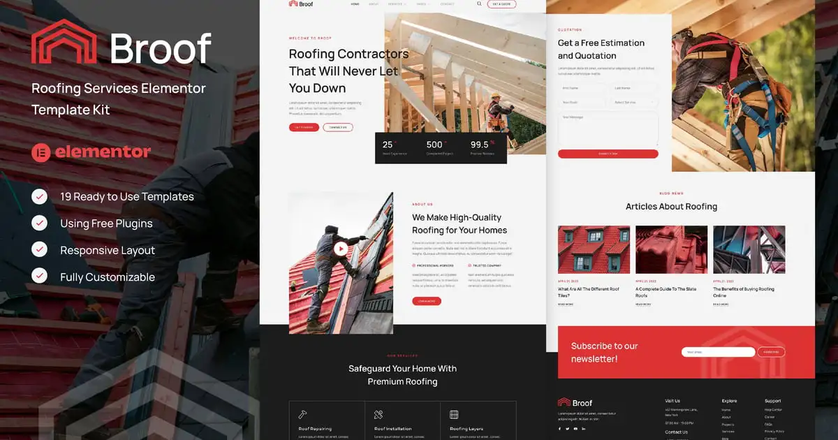 Broof – Roofing Services Elementor Template Kit