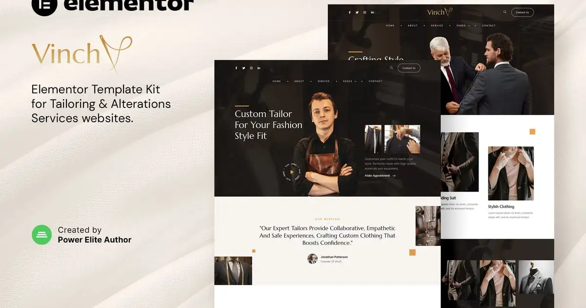 Vinch – Professional Tailoring & Alterations Services Elementor Template Kit