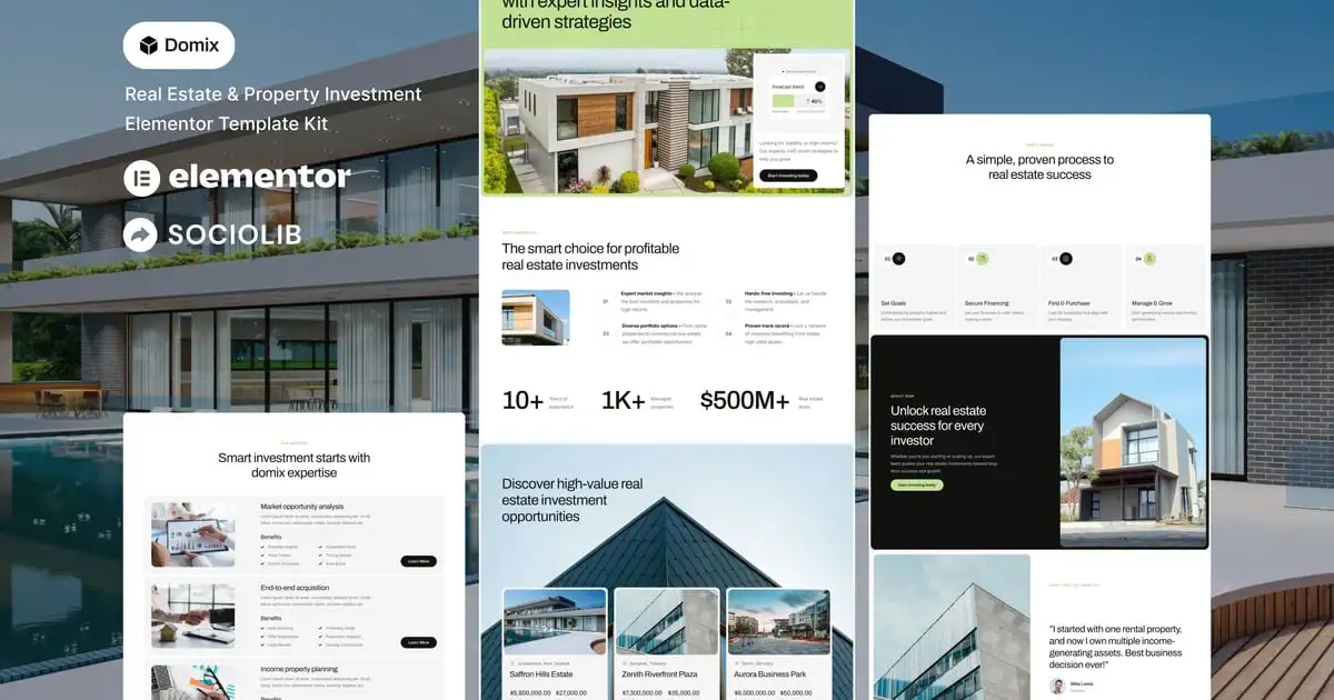 Domix – Real Estate & Property Investment Elementor Template Kit