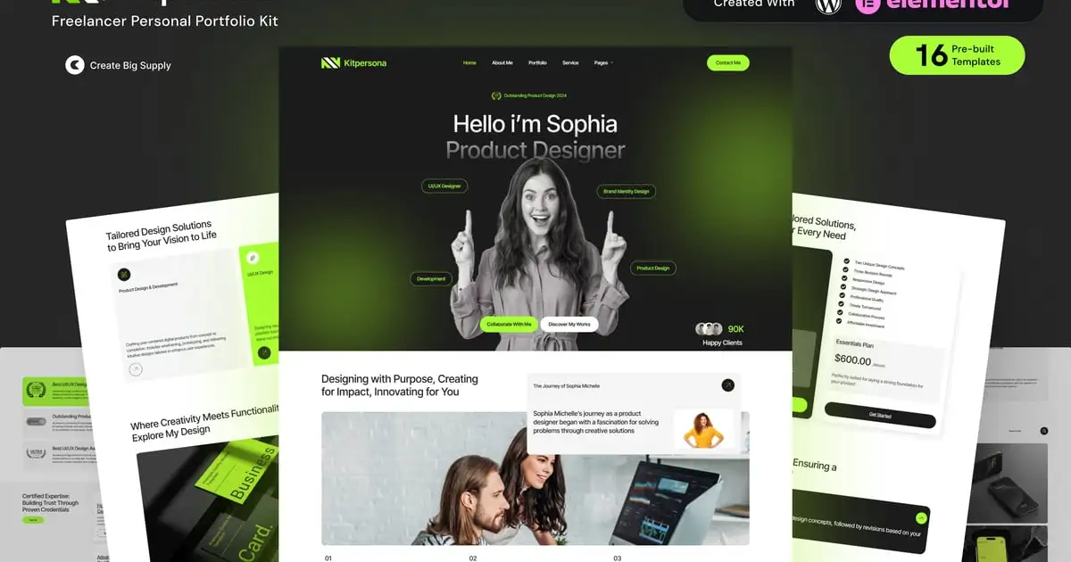 KitPersona – Freelancer Personal Portfolio Elementor Template Kit