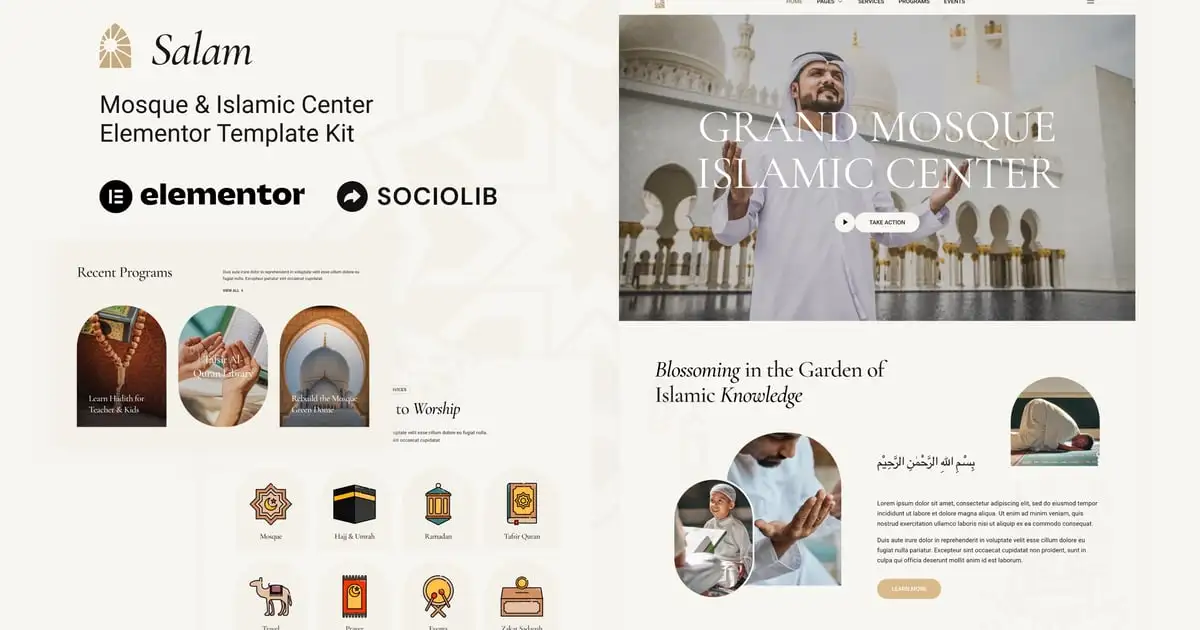 Salam – Mosque & Islamic Center Elementor Template Kit