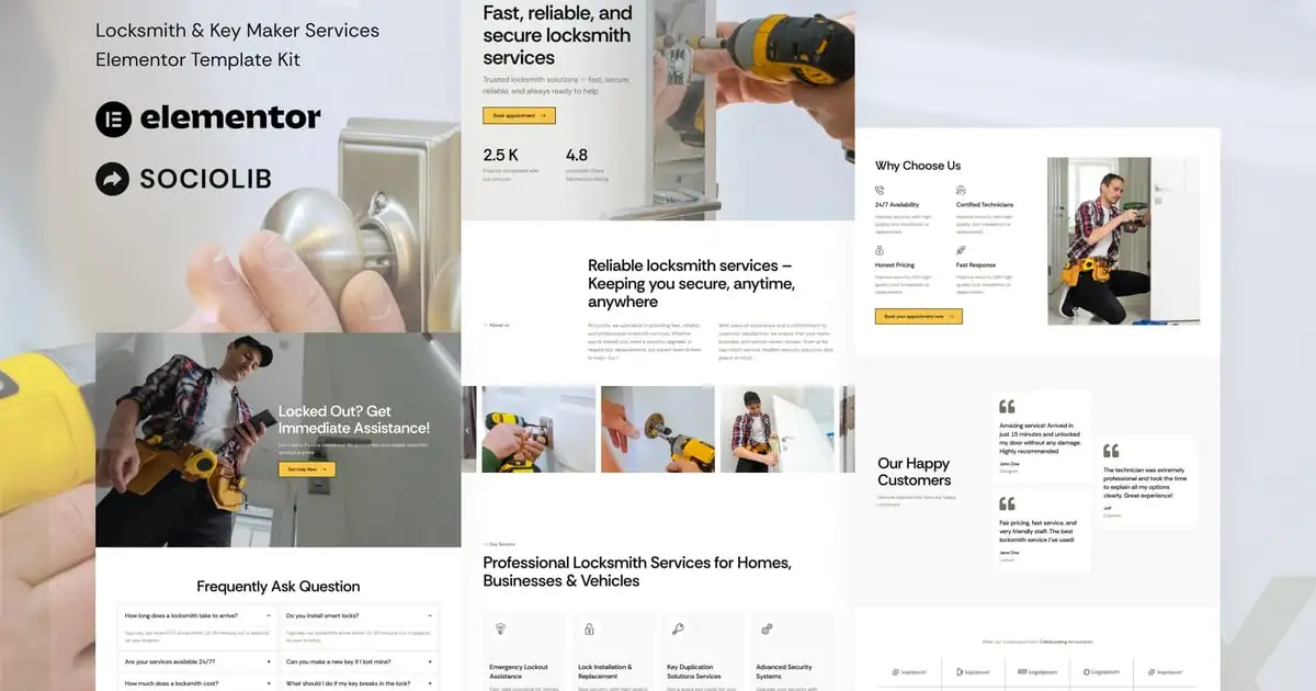 LockFix – Locksmith & Key Maker Service Elementor Template Kit