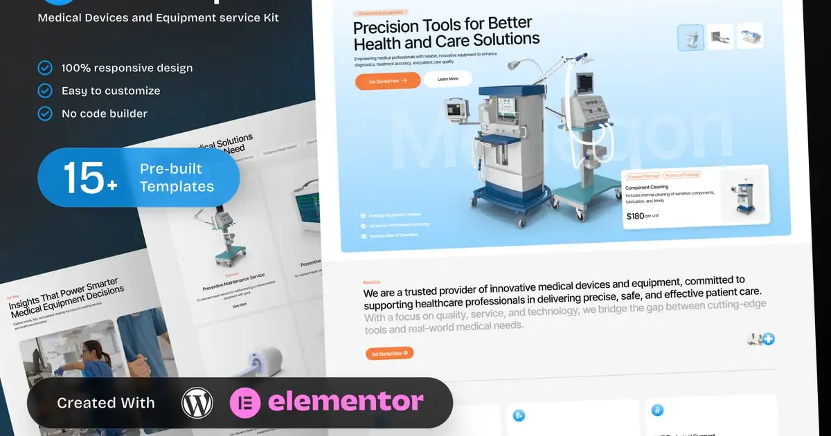 Medeqon – Medical Devices & Equipment Service Elementor Template Kit