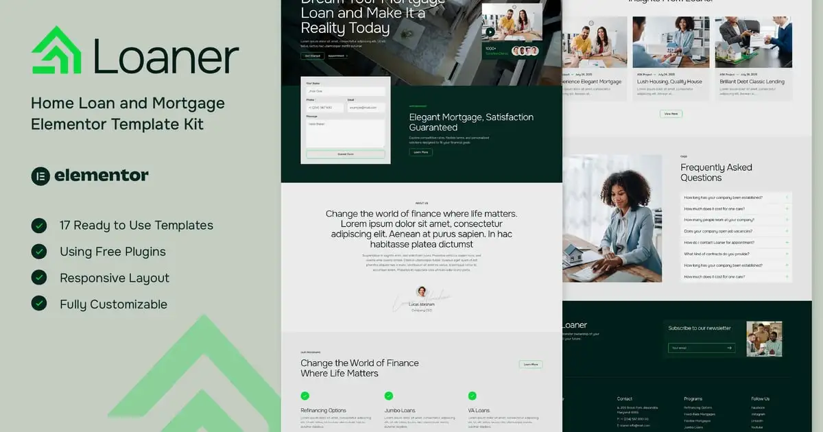Loaner – Home Loan and Mortgage Elementor Template Kit