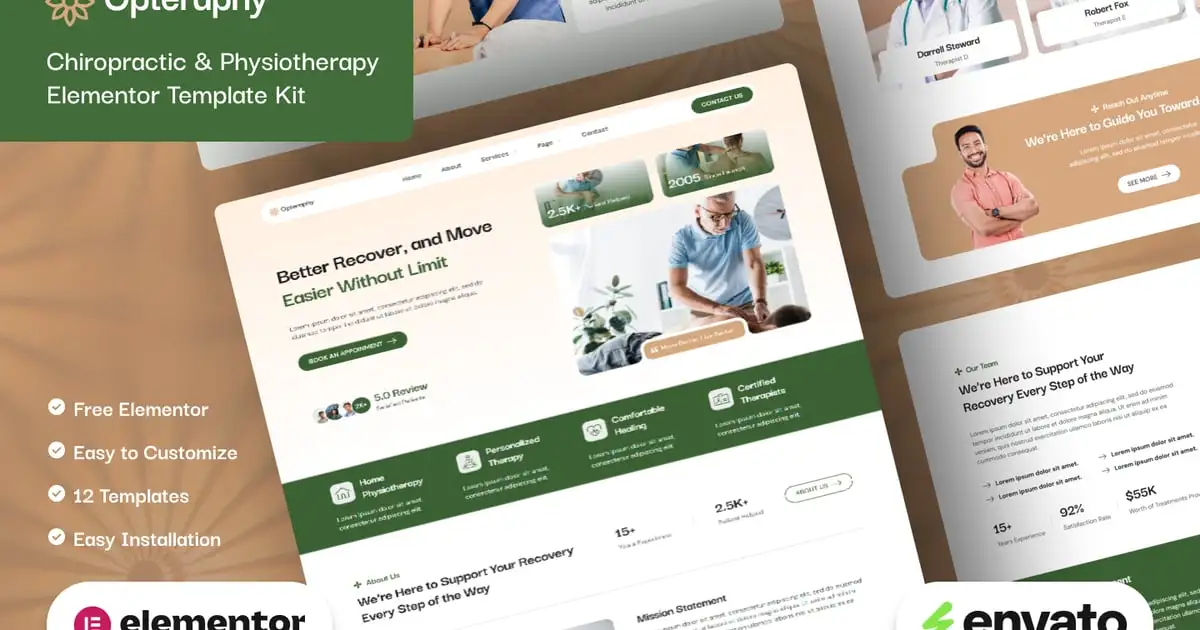 Opteraphy – Chiropractic & Physiotherapy Elementor Template Kit
