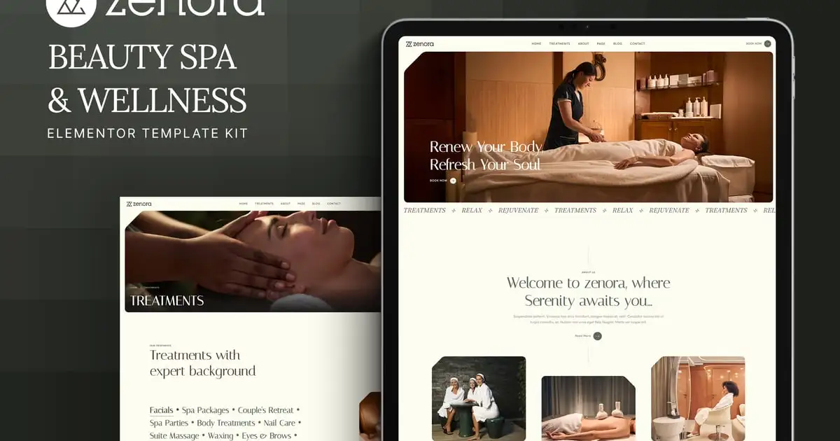 Zenora – Beauty Spa & Wellness Elementor Template Kit
