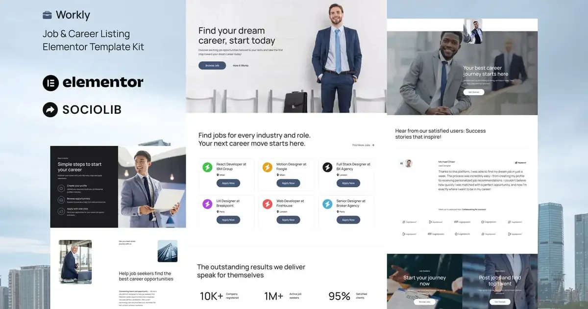 Workly – Job Listing & Career Recruitment Elementor Template Kit