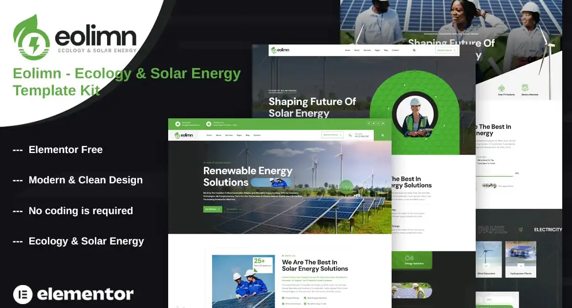 Eolimn – Ecology & Solar Energy Elementor Template Kit