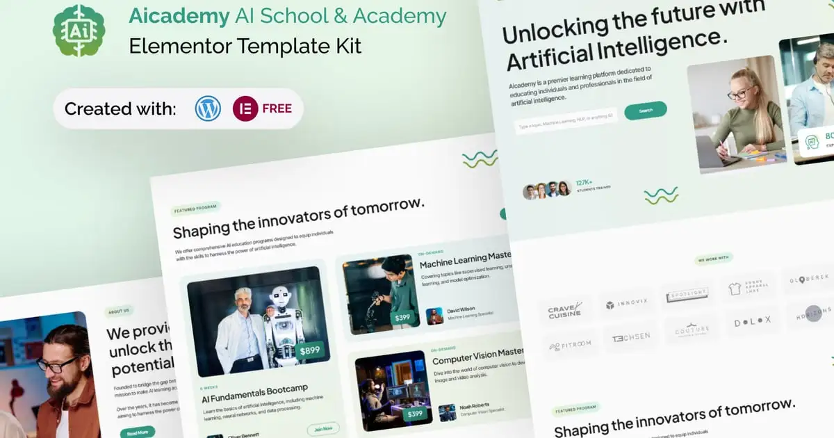 cover-aicademy Aicademy – AI School & Academy Elementor Template Kit