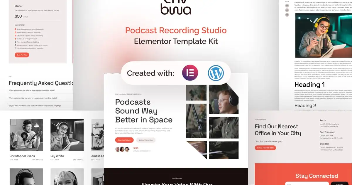 Envbwa – Podcast Recording Studio Elementor Pro Template Kit