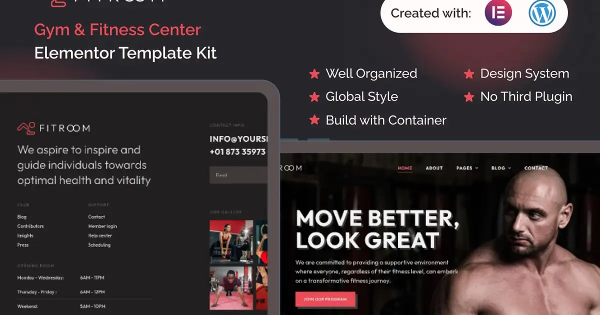 Fitroom – Gym & Fitness Center Elementor Template Kit