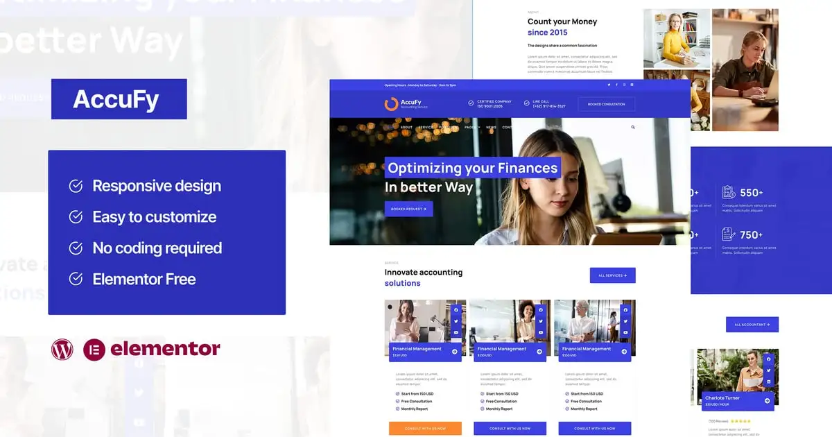 Accufy – Accounting Consultant Service Elementor Template Kit