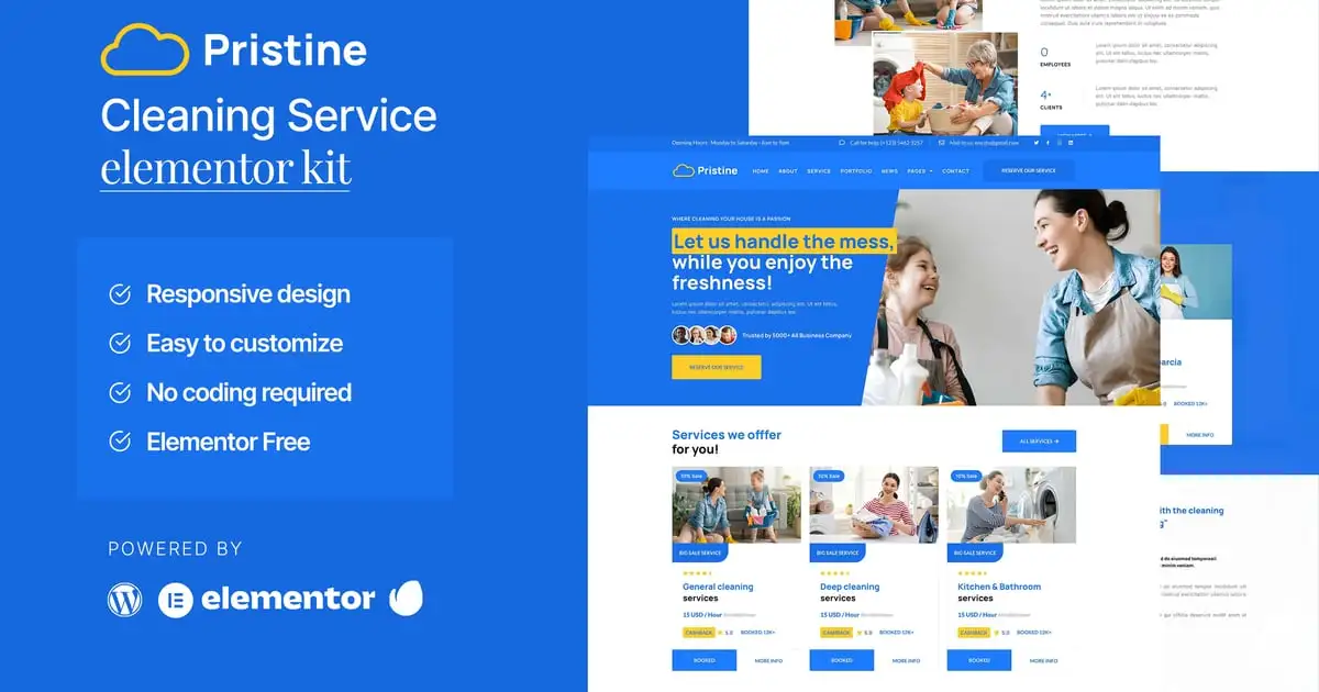 Pristine – Cleaning Service Elementor Template Kit