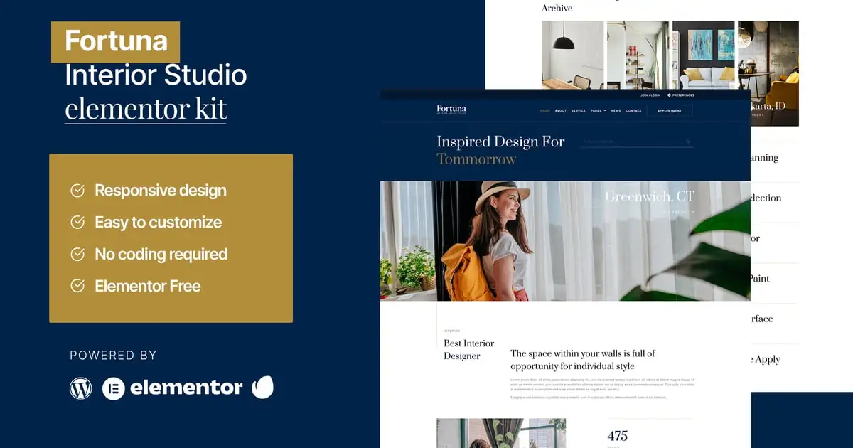 Fortuna – Interior Design Service Elementor Template Kit