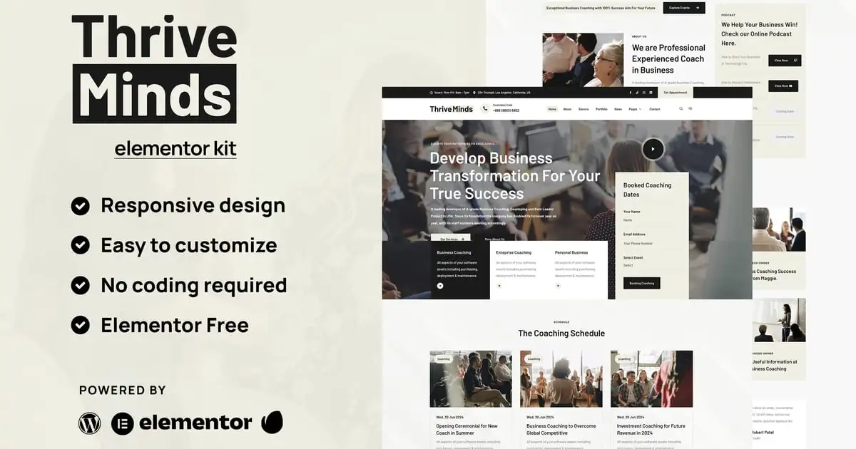Thrive Mind – Business Coach Envato Elementor Kit