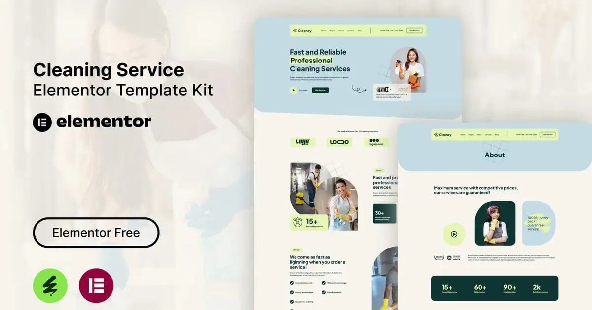 Cleansy – Cleaning Service Elementor Template Kit