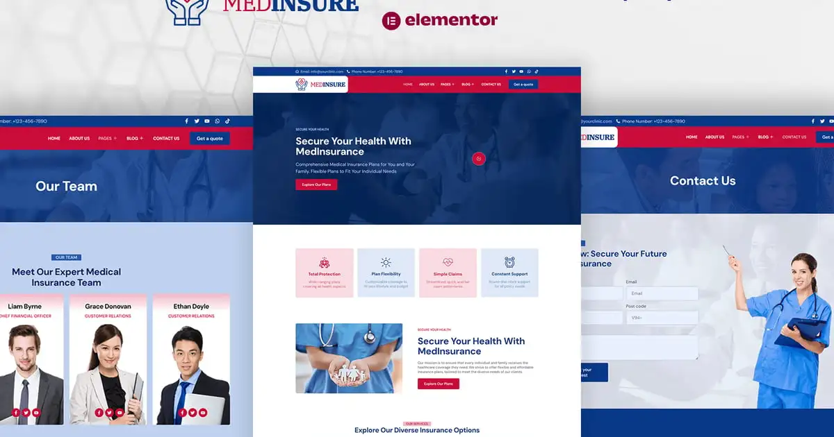 MedInsure – Health Insurance Company Elementor Pro Template Kit
