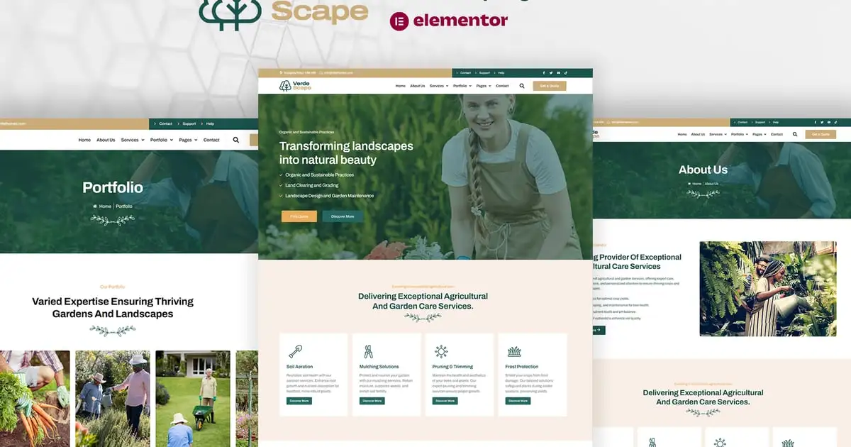 VerdeScape – Landscaping & Garden Care Elementor Pro Template Kit