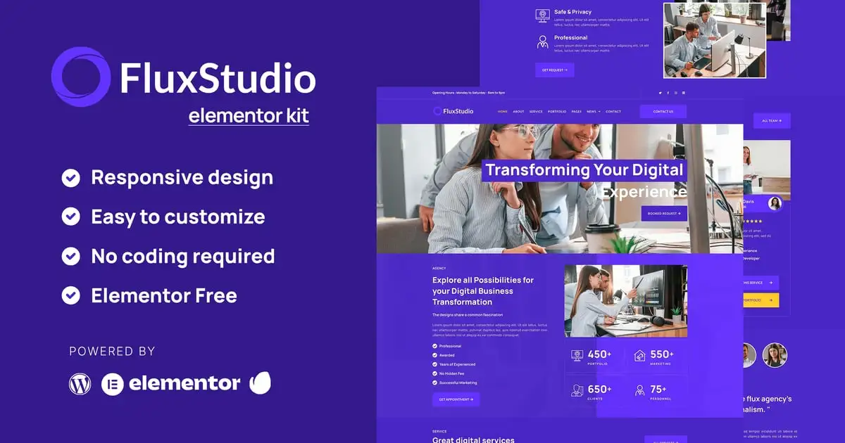 Flux – Digital Agency Elementor Template Kit