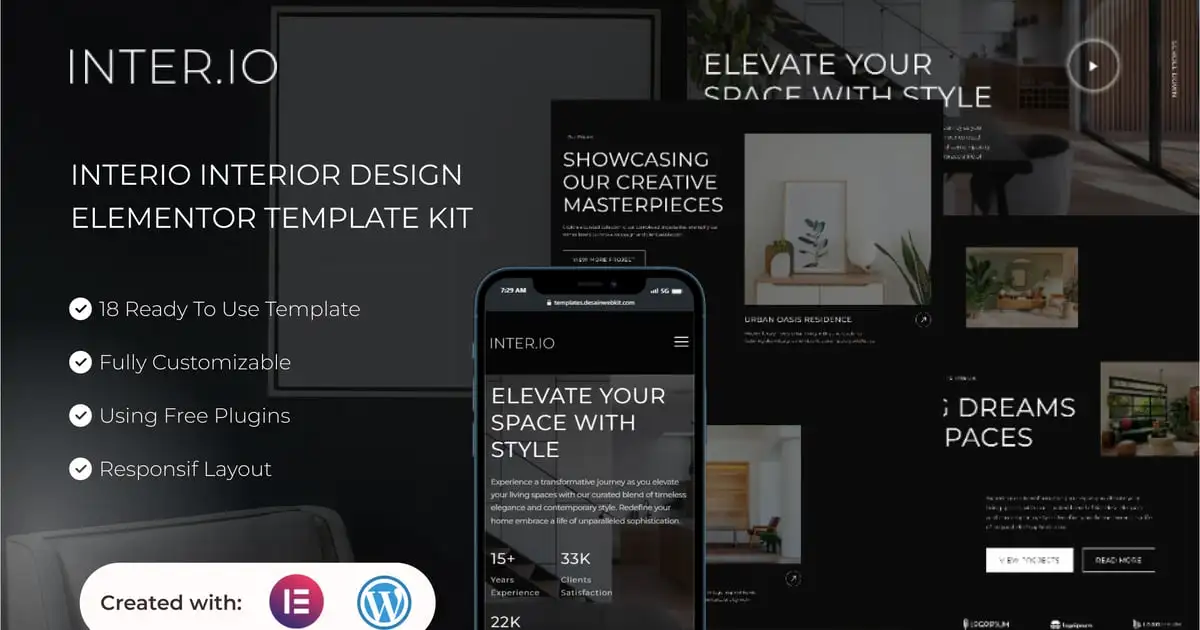 Interio – Interior Design Elementor Template Kit