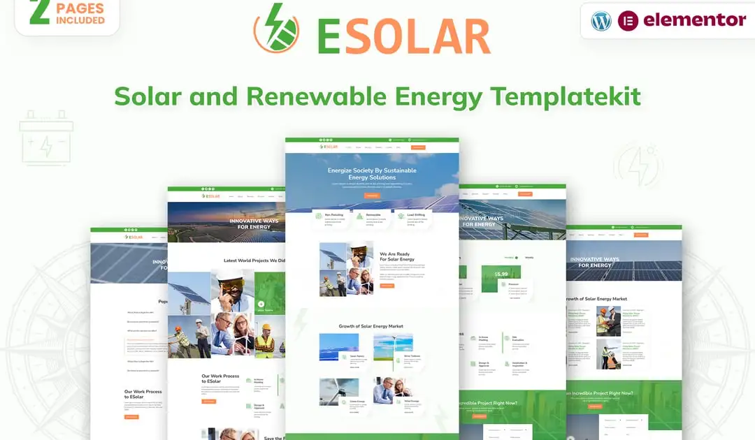 ESolar – Wind & Solar Power Services Elementor Template Kit